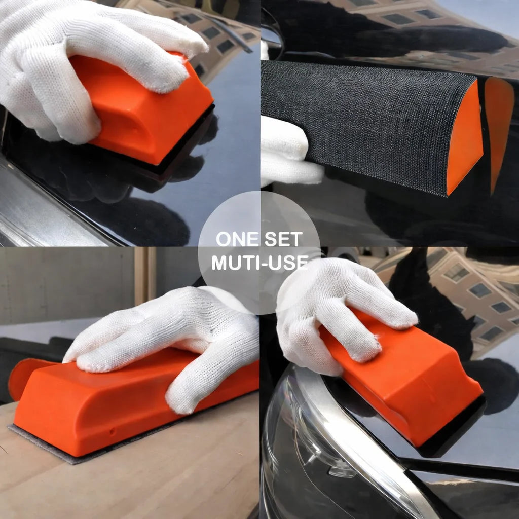 Multi-use automotive detailing tools in action