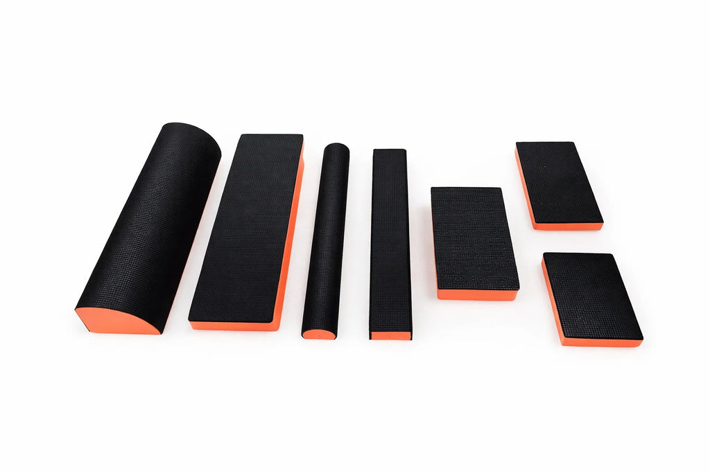 Textured rubber blocks in a row