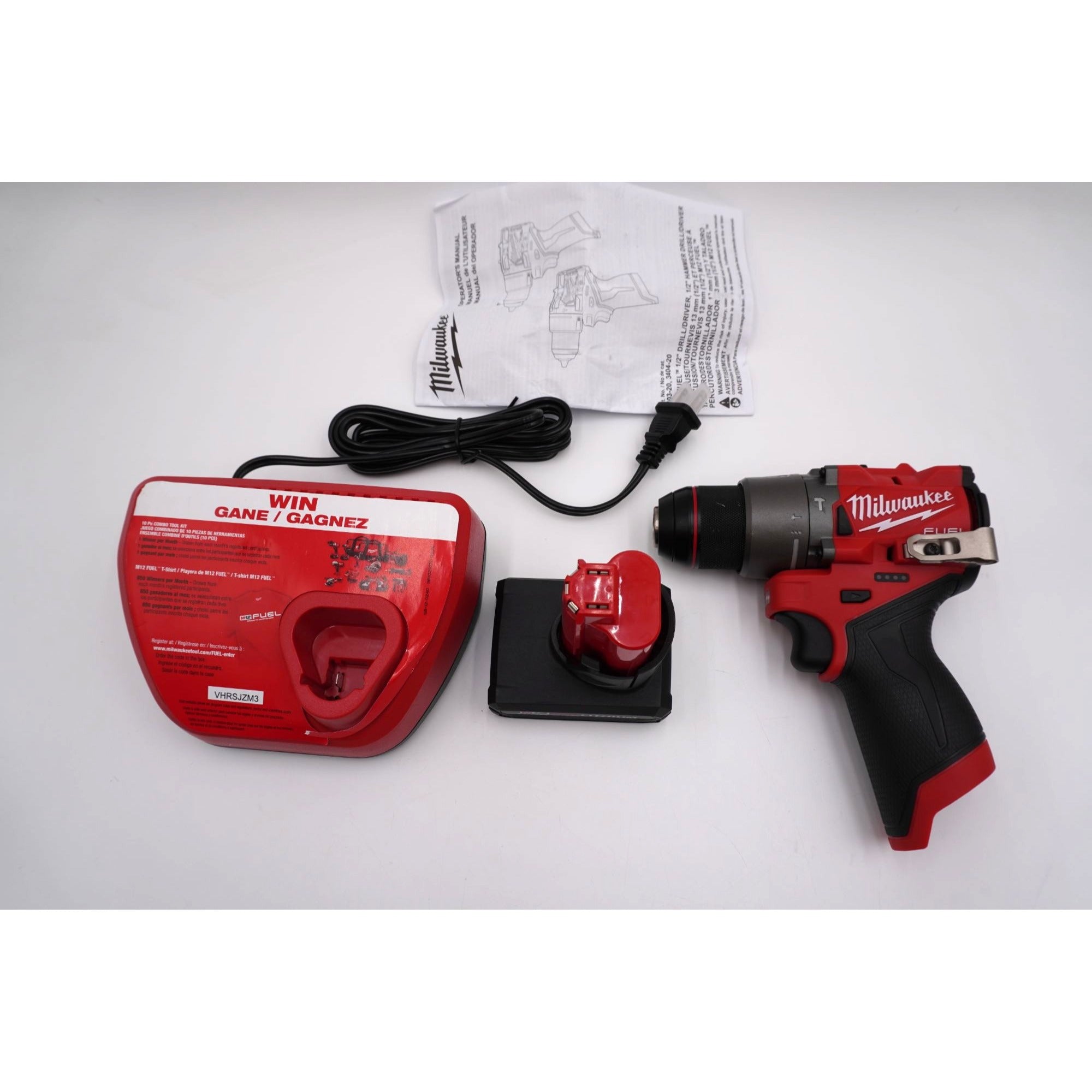 Milwaukee 3404-20 M12 FUEL Hammer Drill Kit XC5.0 Battery Charger Open Box