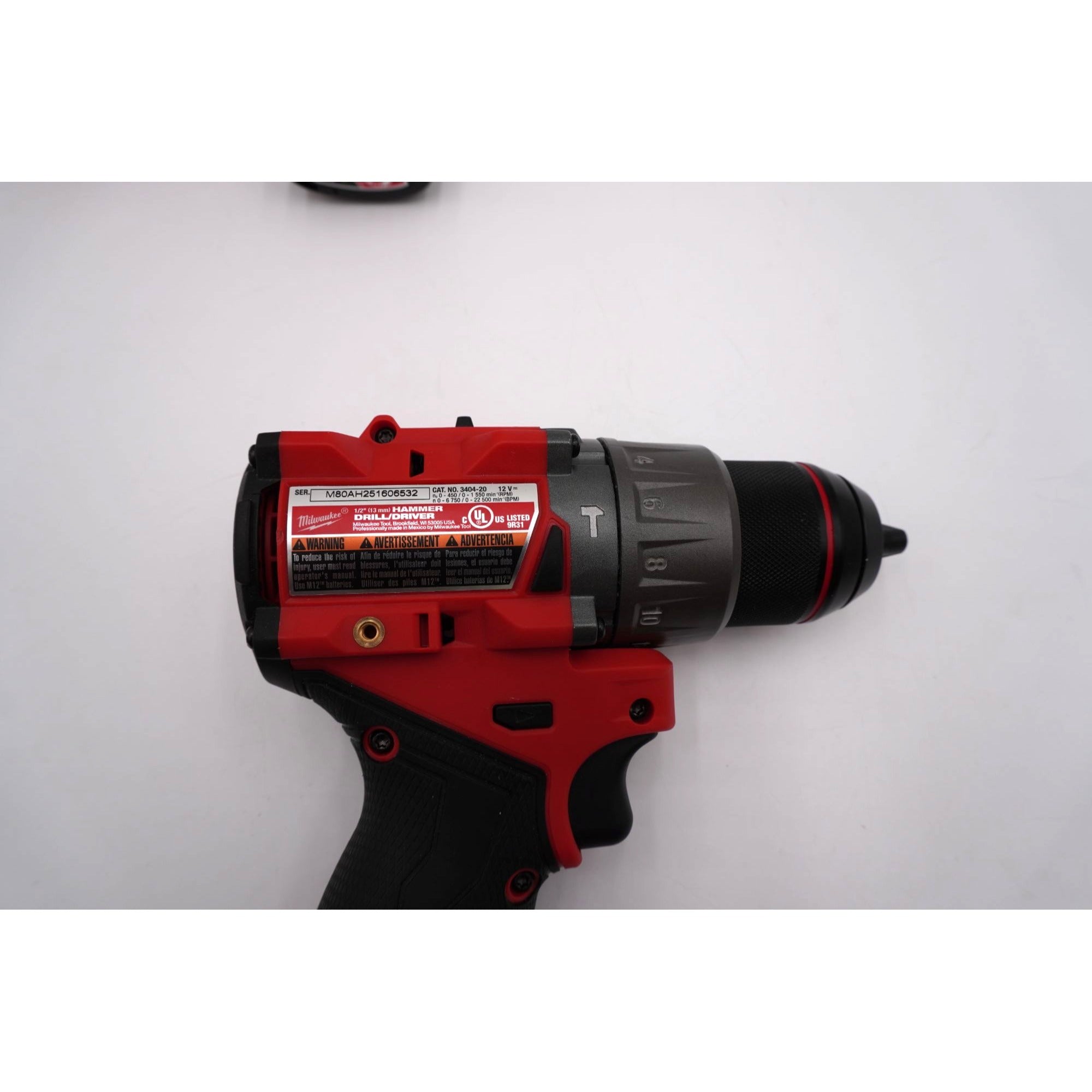 Milwaukee 3404-20 M12 FUEL 1/2" Hammer Drill Driver Kit Battery Charger Open Box