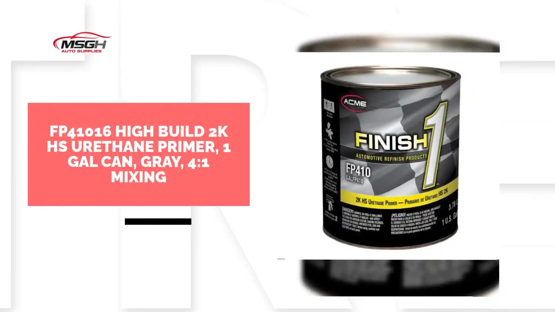 FP41016 High Build 2K HS Urethane Primer, 1 gal Can, Gray, 4:1 Mixing by@Outfy