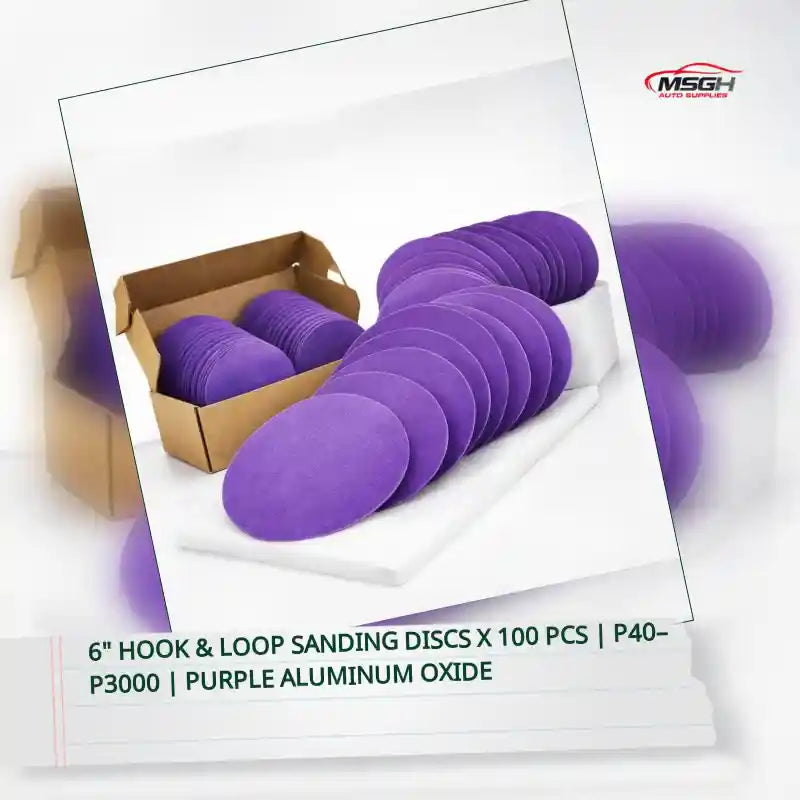 6" Hook &amp; Loop Sanding Discs x 100 PCS | P40&ndash;P3000 | Purple Aluminum Oxide by@Outfy