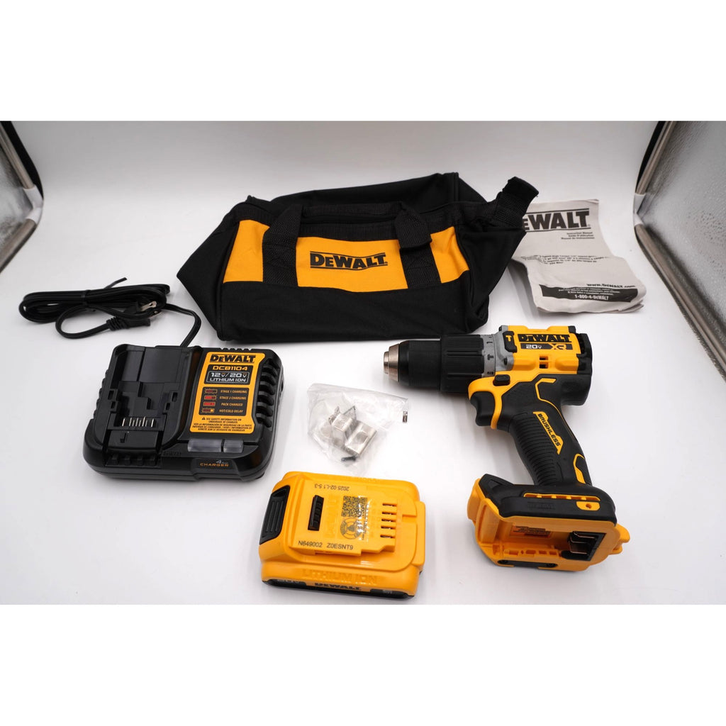 DEWALT DCD806 20V MAX XR Brushless Hammer Drill Kit Battery Charger Bag