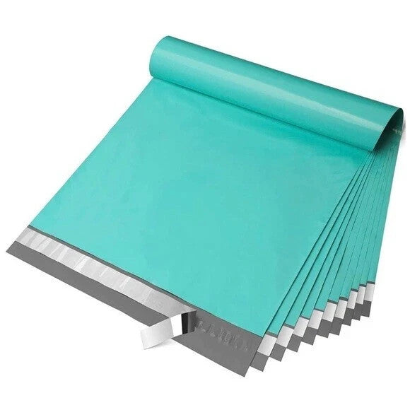 10x13 Poly Mailers Shipping Bags Envelopes Premium Bag - Teal and White