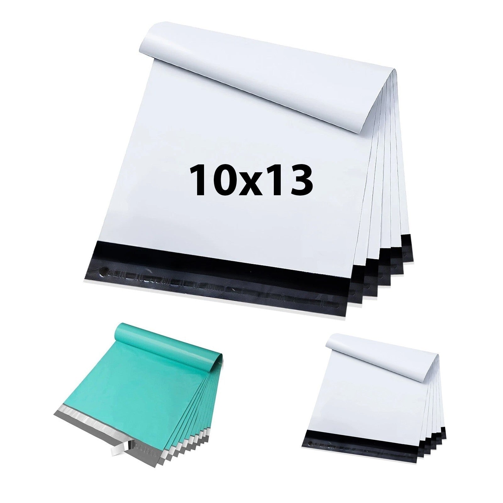 10x13 Poly Mailers Shipping Bags Envelopes Premium Bag - Teal and White