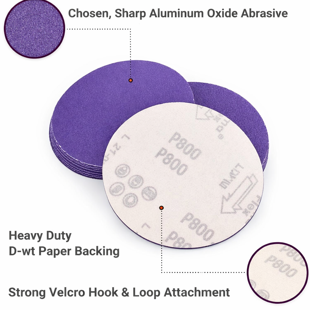 100 PCS - 6 in Sanding Discs 40-3000 Grit Hook Loop Sander Orbital Sandpaper Pads - Image 4