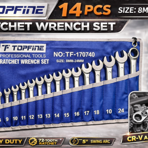Topfine Ratchet Wrench Set 14PCS 8mm–24mm Metric Professional Tool Kit