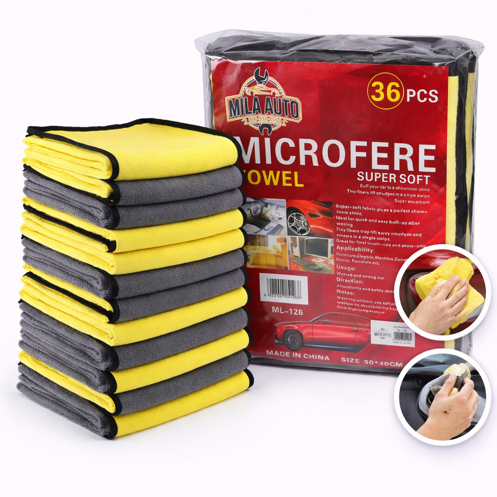 36 Pack Premium Microfiber Towels 12" x 16" – Super Soft Car Detailing Cloths