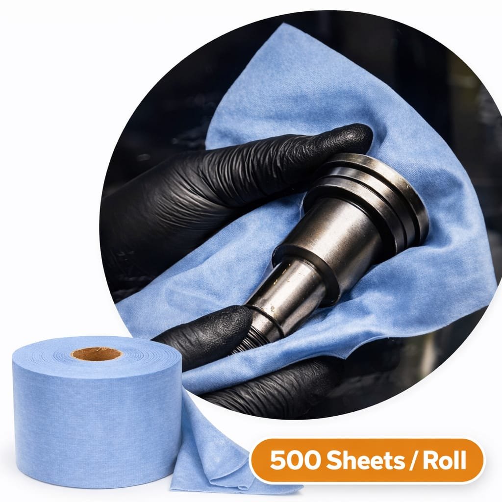Blue Industrial Wiping Paper Roll – 500 Sheets | Multi-Purpose Shop Towels - Image 3