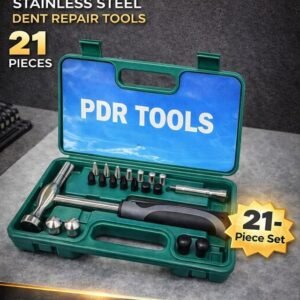 21PCS Stainless Steel PDR Dent Repair Tool Set – Leveling Hammer Kit w/ Interchangeable Tips