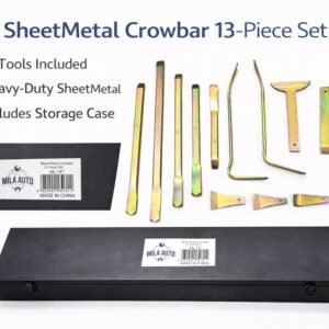 Sheet Metal Crowbar Set 13-Piece – Heavy Duty Pry Bar Kit w/ Storage Case