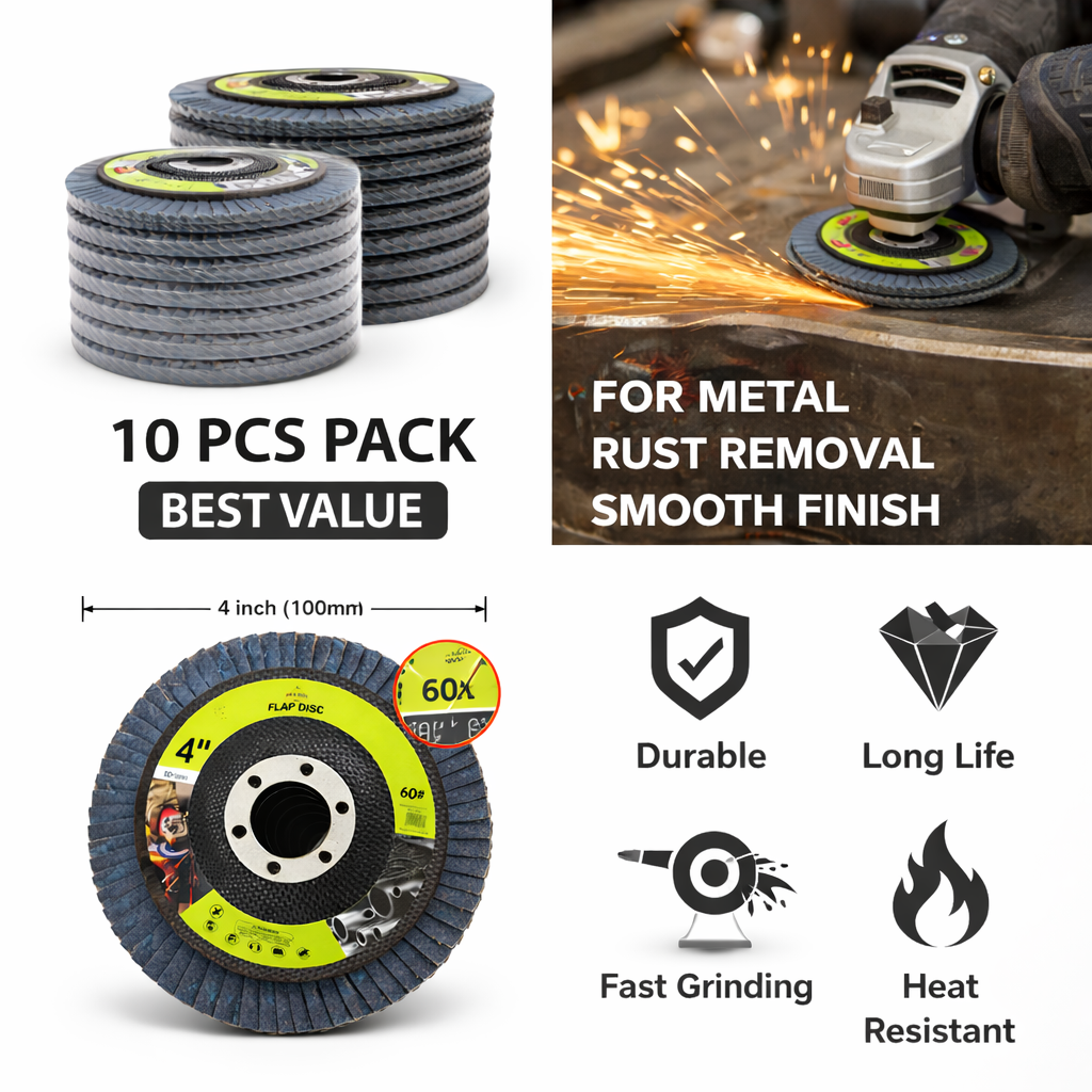 4" Flap Disc 60 Grit 10PCS Grinding Sanding Wheels for Metal Rust Removal Angle - Image 2