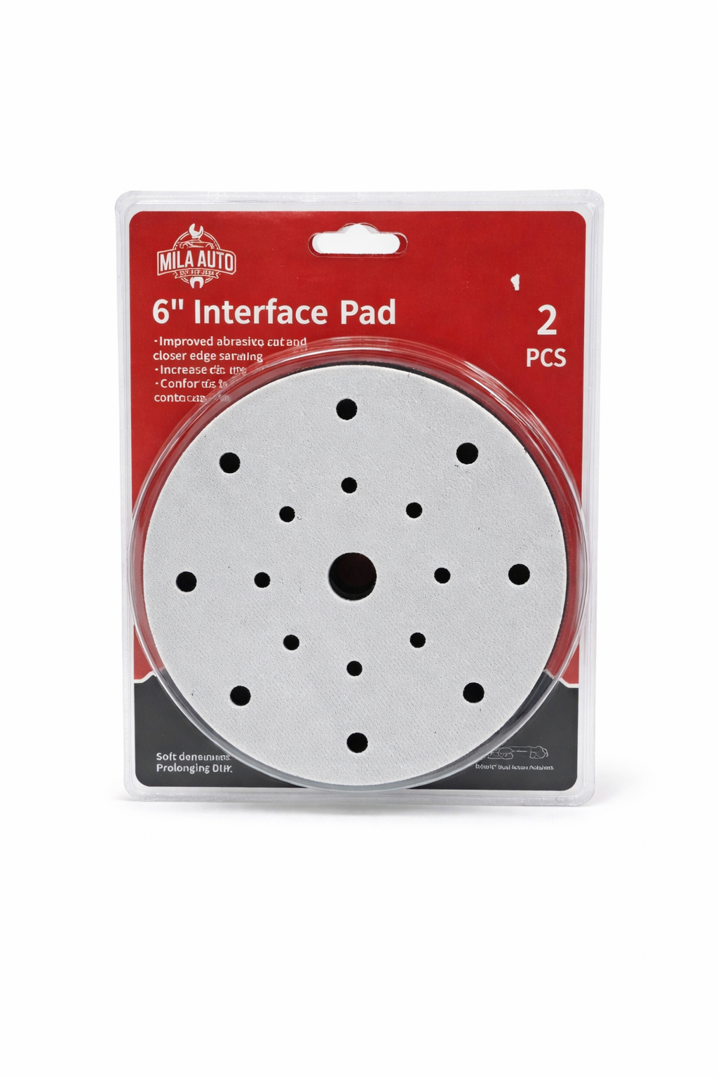 6" Interface Pad 2PCS – Hook & Loop Soft Foam Sanding Pad for Dual Action Sanders