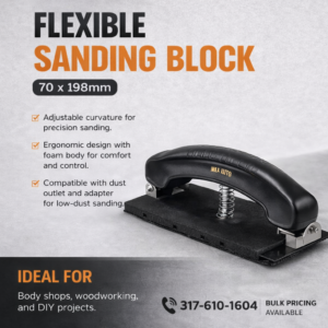 MILA AUTO Flexible Sanding Block – 2.75" x 7.8" Hook & Loop Adjustable Hand Sander