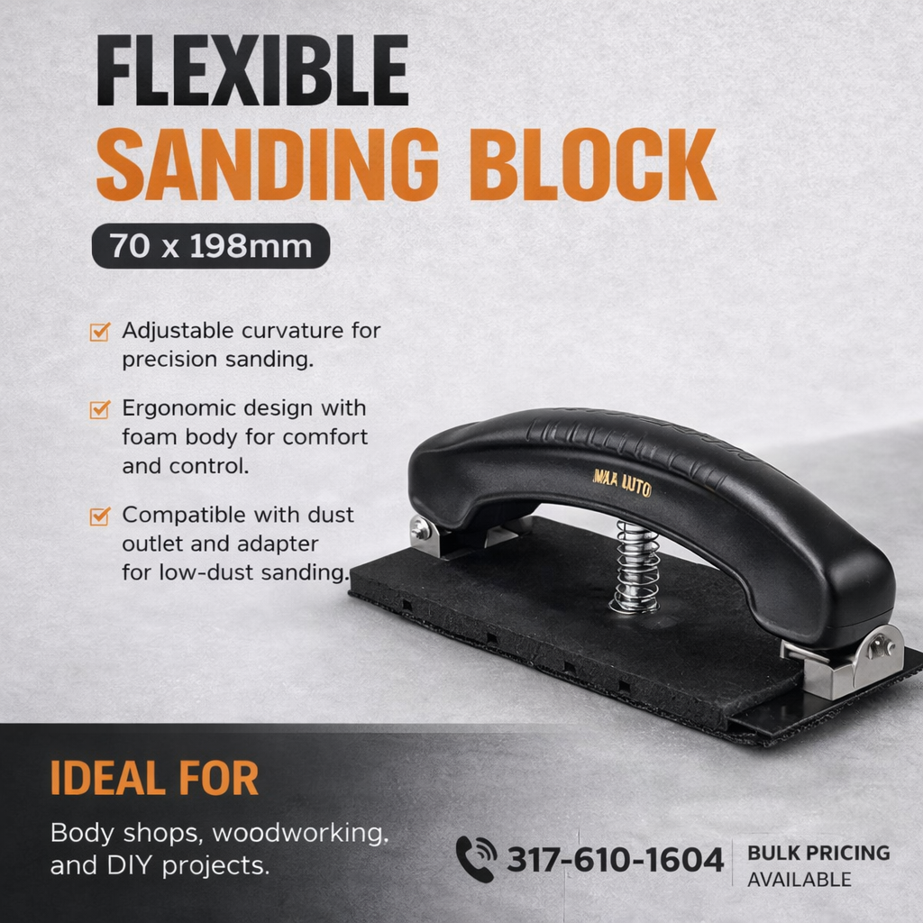 MILA AUTO Flexible Sanding Block – 2.75" x 7.8" Hook & Loop Adjustable Hand Sander