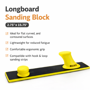 Longboard Sanding Block 2.75 x 15.75 – Hook & Loop Hand Sander for Auto Body & Woodworking