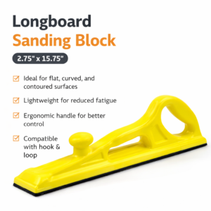 Longboard Sanding Block 2.75" x 15.75" – Hook & Loop Hand Sander