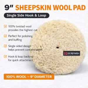 9" Sheepskin Wool Polishing Pad – Single Side Hook & Loop – 100% Wool