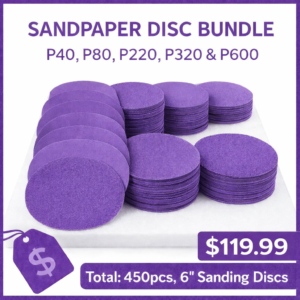 (450PCS) 6in Sandpaper Disc Bundle – P40 P80 P220 P320 P600 Hook & Loop – $119.99