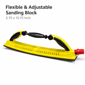 Flexible Adjustable Sanding Block 2.75" x 15.75" – Long Hand Sanding Board with Vacuum Port – Auto Body Hook & Loop Sander