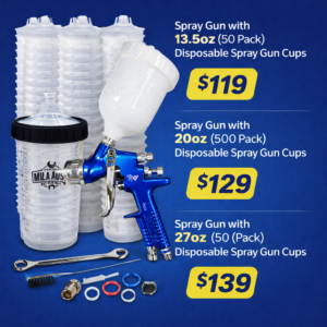 Spray Gun Bundle + 50 Disposable Cups – 13.5oz / 20oz / 27oz Options