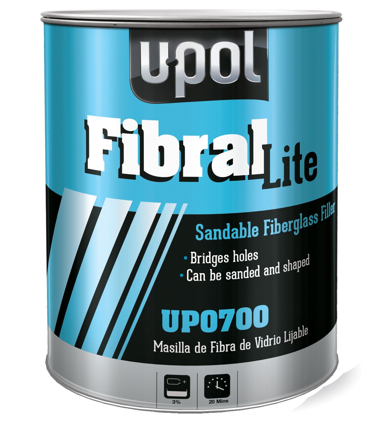 U-POL PRODUCTS UPLUP0700 Fibral Lite Sandable Fiberglass Filler, Pale Yellow, 0.8 Gal
